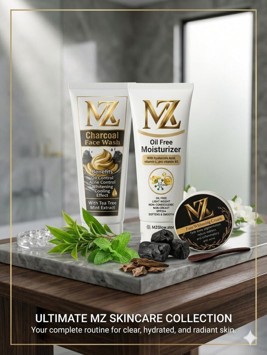 MZ Glow Natural Radiance Trio - Charcoal, Whitening & Moisturizing Pack