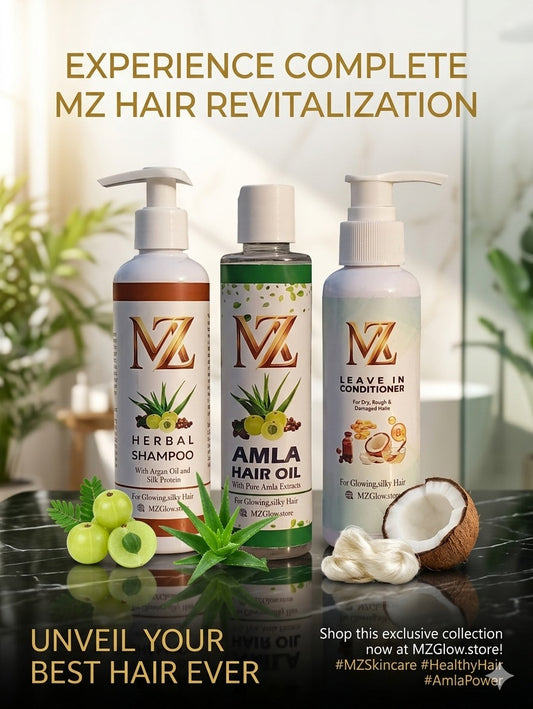 MZ Glow Ultimate Hair Transformation Trio - Oil, Shampoo & Conditioner